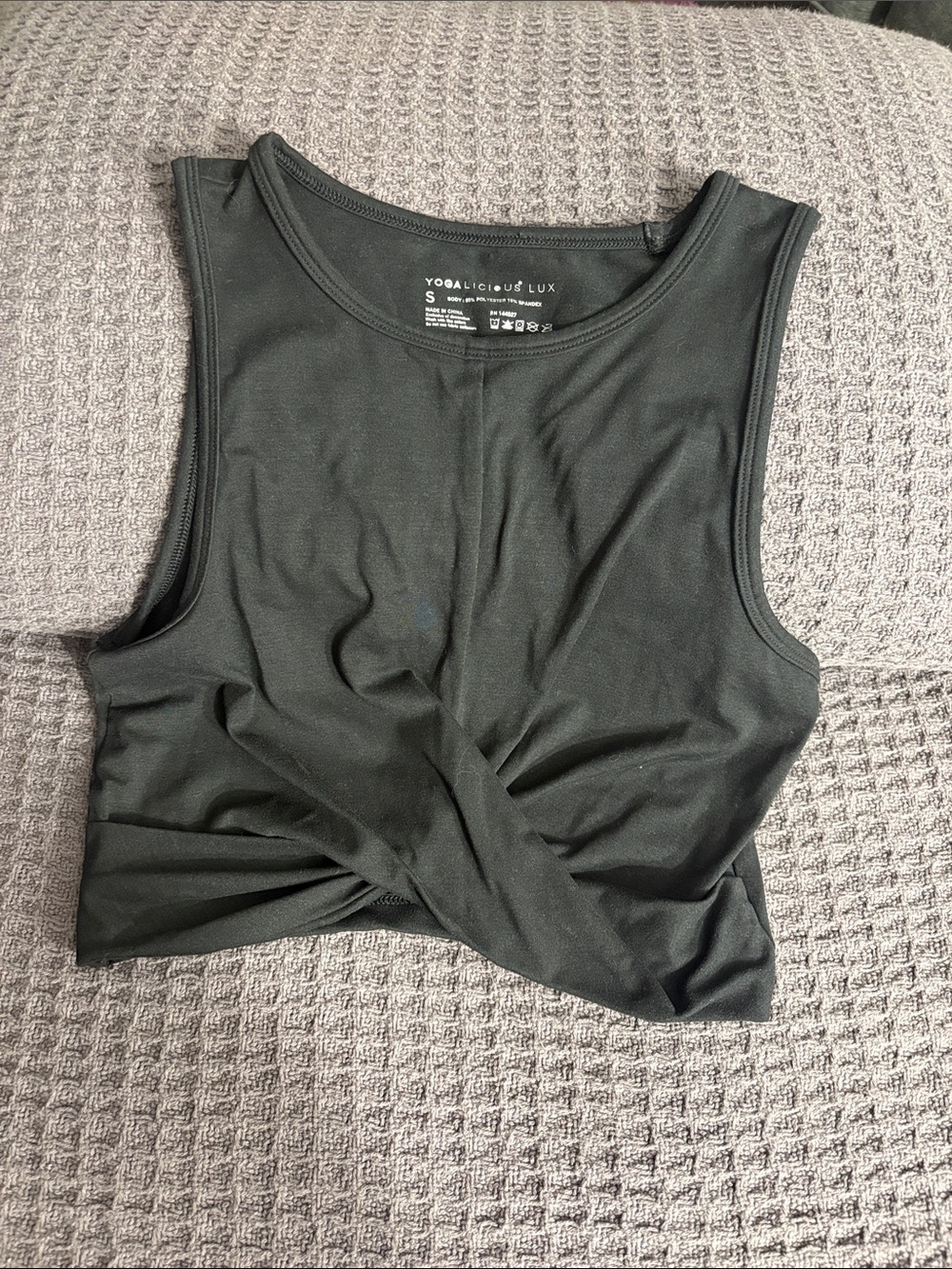 Yogalicious Black Twist-Front Tank Top